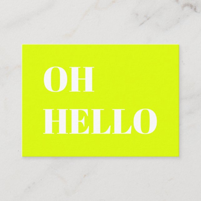Tarjeta De Consejos Hola, Hola, Hola, Chartreuse de neón blanco verde (Anverso)