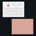 Tarjeta De Consejos Ideas de la noche de la cita Gasas de ducha de nov<br><div class="desc">Tarjeta de ideas para la celebración de la noche en la Bridal Shower,  tema de Petals y Prosecco. Diseñado e ilustrado por Kristine Lee www.kristineleedesigns.com</div>