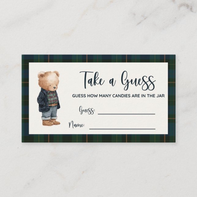 Tarjeta De Consejos Inspired Baby Shower Guessing Game (Anverso)