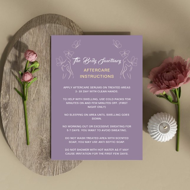 Tarjeta De Consejos Instrucciones de postcuidado mujeres con logotipo  (Subido por el creador)