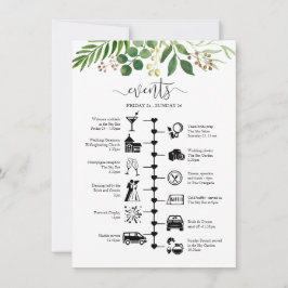 Tarjeta De Consejos Itinerario para invitados de boda con vegetación h