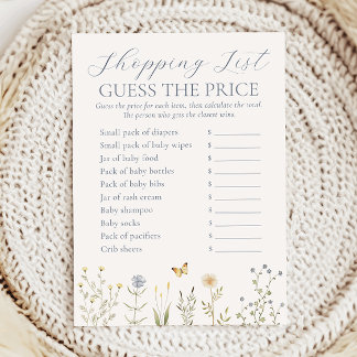 Tarjeta De Consejos Juego de adivinanza del precio de flores silvestre