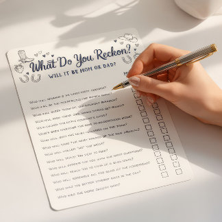 Tarjeta De Consejos Juego de adivinanza para baby shower de vaquero te