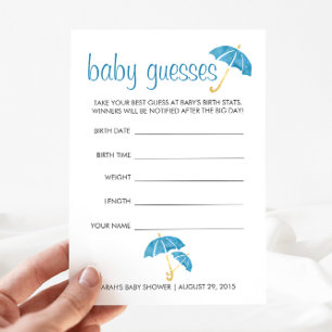 Tarjeta De Consejos Juego de adivinanzas de Baby Shower para los parag