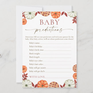 Tarjeta De Consejos Juego de Baby Shower de predicciones para bebé de 