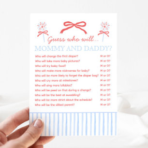Tarjeta De Consejos Juego de Baby Shower del 4 de Julio Mamá o Papá