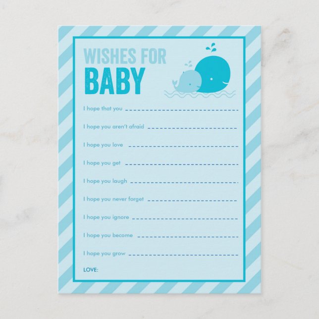 Tarjeta De Consejos Juego de Baby Shower - Deseos para el bebé - Balle (Anverso)