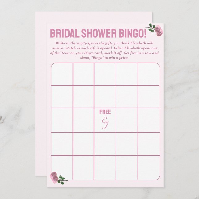 Tarjeta De Consejos Juego de Bingo Bridal Shower (Anverso / Reverso)