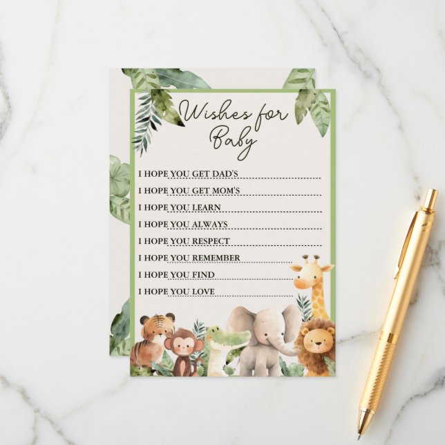 Tarjeta De Consejos Juego de los deseos de los bebés salvajes (Anverso/Reverso In Situ)
