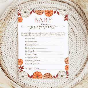 Tarjeta De Consejos Juego de predicciones para bebé de calabaza para b