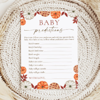 Tarjeta De Consejos Juego de predicciones para bebé de calabaza para b