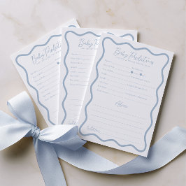 Tarjeta De Consejos Juego de predicciones para bebé en baby shower azu