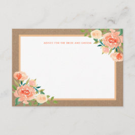 Tarjeta De Consejos Kraft Paper Peach Florals | Asesoramiento de Bodas