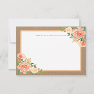 Tarjeta De Consejos Kraft Paper Peach Florals   Asesoramiento de Bodas