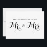 Tarjeta De Consejos La caligrafía moderna quiere el nuevo Sr. y la Sra<br><div class="desc">Tarjeta plana boda divertida y caprichosa con caligrafía moderna negra. Hay artículos similares disponibles. Bueno,  le gustaría al nuevo Sr. y la Sra.</div>