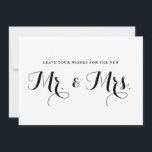 Tarjeta De Consejos La caligrafía moderna quiere el nuevo Sr. y la Sra<br><div class="desc">Tarjeta plana boda divertida y caprichosa con caligrafía moderna negra. Hay artículos similares disponibles. Bueno,  le gustaría al nuevo Sr. y la Sra.</div>