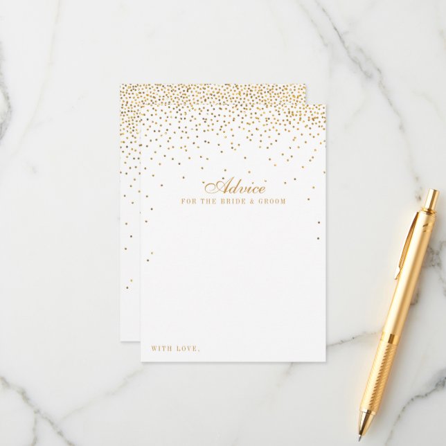 Tarjeta De Consejos La colección de Bodas Glam Gold Confetti (Anverso/Reverso In Situ)