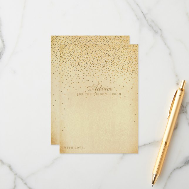 Tarjeta De Consejos La colección de Bodas Glam Gold Confetti (Anverso/Reverso In Situ)