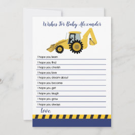 Tarjeta De Consejos La construcción de Baby Shower quiere bebé