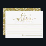 Tarjeta De Consejos La divinidad de la caligrafía de oro para la novia<br><div class="desc">Consejo de caligrafía de oro para la futura tarjeta de novia | Anote su consejo para la futura novia con esta tarjeta de recuerdos en blanco. Presenta una caligrafía caprichosa con un patrón follaje. Los elementos coincidentes están disponibles.</div>