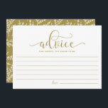 Tarjeta De Consejos La divinidad de la caligrafía de oro para la novia<br><div class="desc">Consejo de caligrafía de oro para la futura tarjeta de novia | Anote su consejo para la futura novia con esta tarjeta de recuerdos en blanco. Presenta una caligrafía caprichosa con un patrón follaje. Los elementos coincidentes están disponibles.</div>