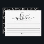 Tarjeta De Consejos La divinidad de la caligrafía negra para la novia<br><div class="desc">Consejo de caligrafía negra para la futura tarjeta de novia | Anote su consejo para la futura novia con esta tarjeta de recuerdos en blanco. Presenta una caligrafía caprichosa con un patrón follaje. Los elementos coincidentes están disponibles.</div>