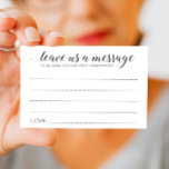 Tarjeta De Consejos La Elegante Boda Nos Deja Un Mensaje De Cartas De<br><div class="desc">Estas encantadoras tarjetas de consejo de boda "déjanos un mensaje" serán una adición perfecta a la mesa del libro de invitados. Tendrás a todos los clientes hablando de su mejor consejo para los recién casados. Estas tarjetas incluyen las palabras "déjennos un mensaje para leerlo en nuestro primer aniversario" e incluyen...</div>