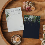Tarjeta De Consejos La vegetación y la hoja de oro | Boda de la Marina<br><div class="desc">Diseñamos esta vegetación y hoja de oro | tarjeta de consejo del boda de la marina oscura para completar su boda boho simple y elegante. Cuenta con una hoja de eucalipto blanca y verde moderna, un follaje de helecho, una flor suculenta y hojas de Relieve metalizado de oro mínimas. Estos...</div>