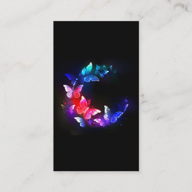 Tarjeta De Consejos Las mariposas nocturnas brillantes de Neon en el f (Anverso)
