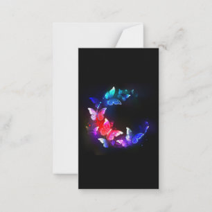 Tarjeta De Consejos Las mariposas nocturnas brillantes de Neon en el f