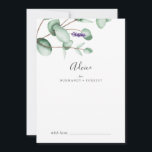 Tarjeta De Consejos Lavanda rústica y Boda de eucalipto<br><div class="desc">Esta rústica tarjeta de consejo para bodas de lavanda y eucalipto es perfecta para un boda al aire libre sencillo y elegante y se puede usar para cualquier evento. El diseño floral incluye hojas de eucaliptos acuáticas y vegetación con brotes de flores silvestres moradas. Estas tarjetas de consejo pueden utilizarse...</div>
