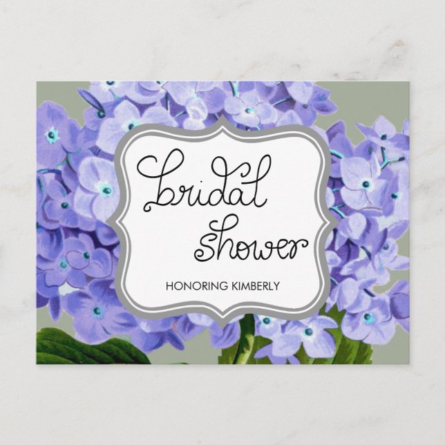 Tarjeta De Consejos Lavender Hydrangeas Bridal Shower Advance (Anverso)