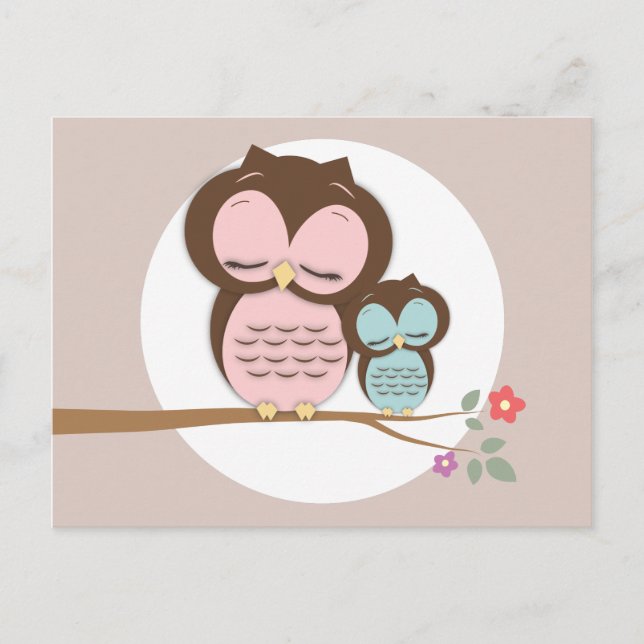 Tarjeta De Consejos Lechuza y Mamá Palabras de Consejos (Anverso)