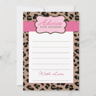 Tarjeta De Consejos Leopard y Baby Shower rosa