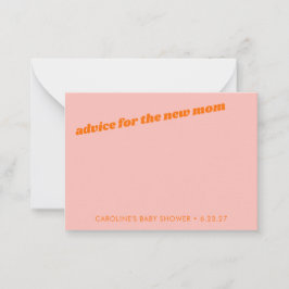Tarjeta De Consejos Libros Baby Shower de Naranja rosa pastel moderno