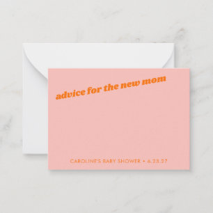 Tarjeta De Consejos Libros Baby Shower de Naranja rosa pastel moderno
