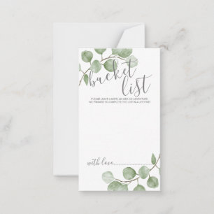 Tarjeta De Consejos Lista de cubos para el Boda Eucalyptus