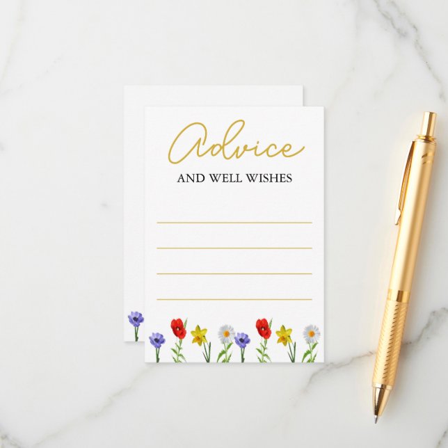 Tarjeta De Consejos Little Wildflower Baby Shower (Anverso/Reverso In Situ)