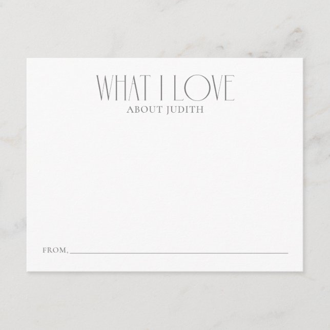 Tarjeta De Consejos Lo que amo a Keepsake (Anverso)