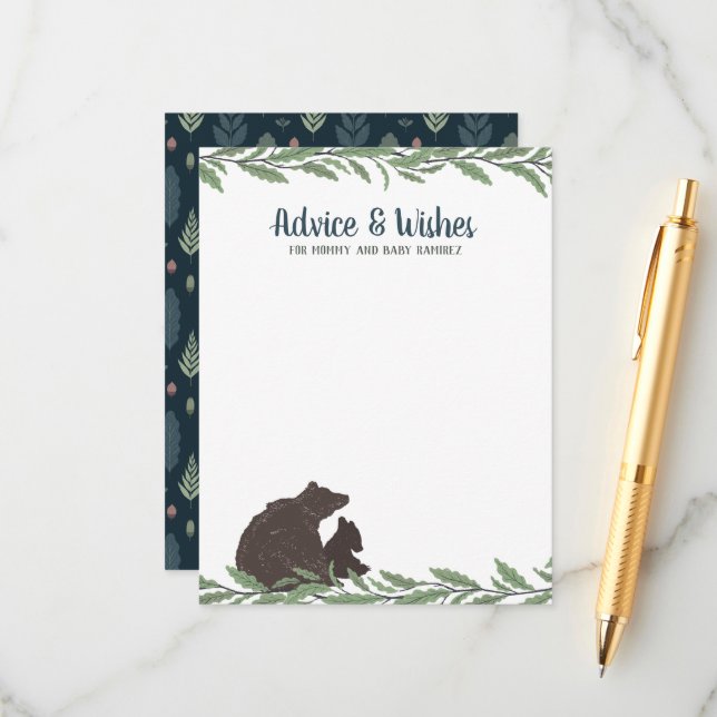 Tarjeta De Consejos Los deseos rusos de Baby Shower del oso pequeño y (Anverso/Reverso In Situ)