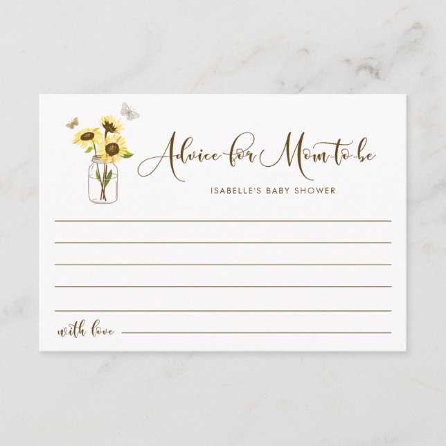 Tarjeta De Consejos Los girasoles en Mason Jar quieren que mamá sea (Anverso)