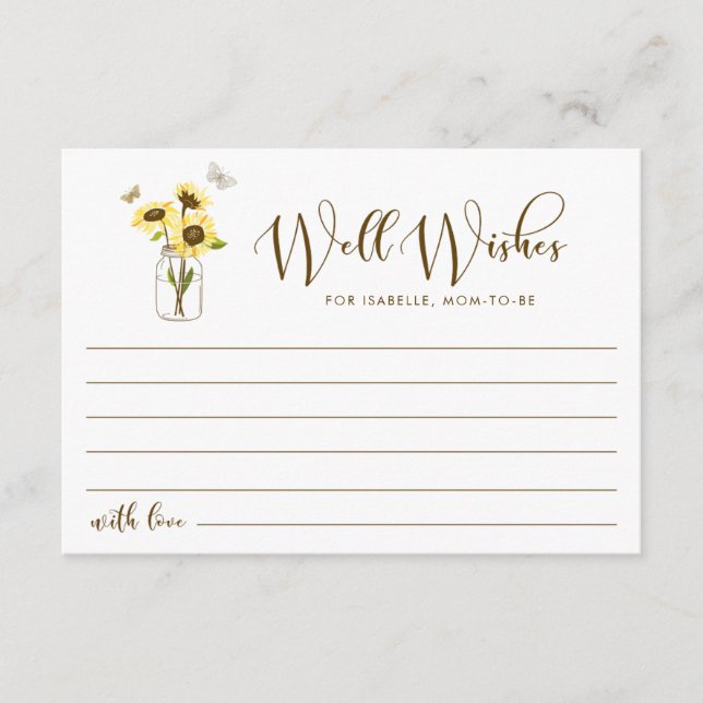 Tarjeta De Consejos Los girasoles en Mason Jar quieren que mamá sea (Anverso)