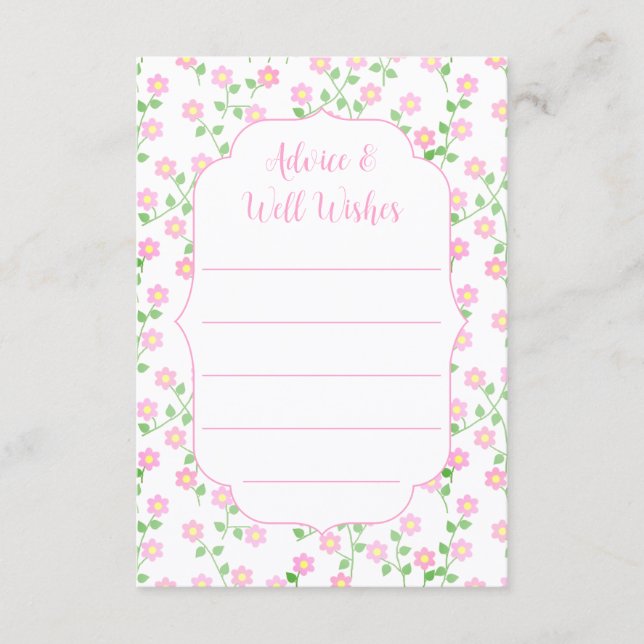 Tarjeta De Consejos Love Is In Bloom Pink Floral Bridal Shower (Anverso)