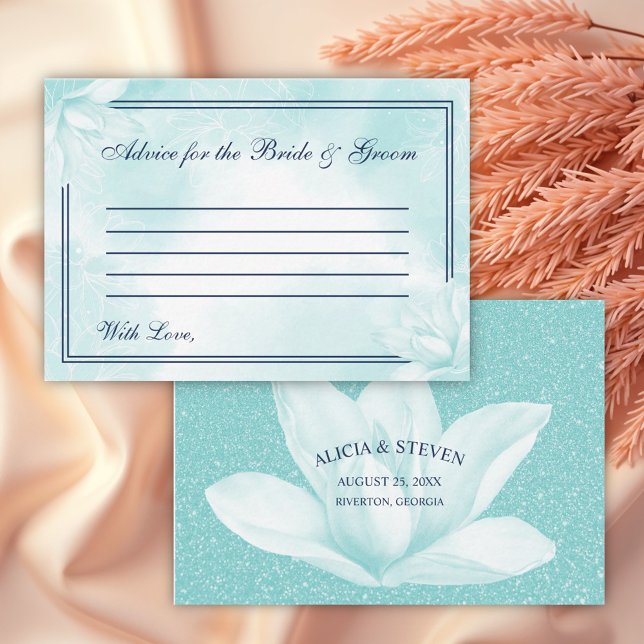 Tarjeta De Consejos Magnolia Azul Cristal Etéreo, Boda (Subido por el creador)
