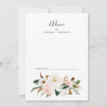 Tarjeta De Consejos Magnolia elegante | Boda blanco y Rubor<br><div class="desc">Esta elegante tarjeta de consejo de magnolia blanca y boda de color negro es perfecta para un boda moderno y elegante y se puede utilizar para cualquier evento. El diseño floral suave incluye peonías de color agua rosado, magníficas flores de magnolia blanca y algodón con hojas doradas y verdes en...</div>