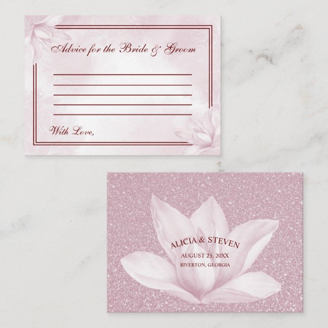 Tarjeta De Consejos Magnolia rosada etérea, Boda (Anverso / Reverso)