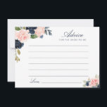 Tarjeta De Consejos marina acuarela y floral rubia<br><div class="desc">Un diseño floral sencillo con bonitas flores acuáticas azul marino y rosa. No dude en cambiar los colores y detalles del texto.</div>