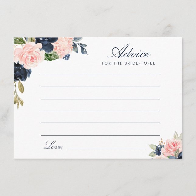 Tarjeta De Consejos marina acuarela y floral rubia (Anverso)