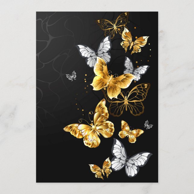 Tarjeta De Consejos Mariposas doradas y blancas (Anverso)