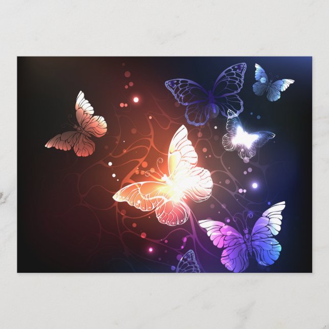 Tarjeta De Consejos Mariposas nocturnas brillantes (Anverso)